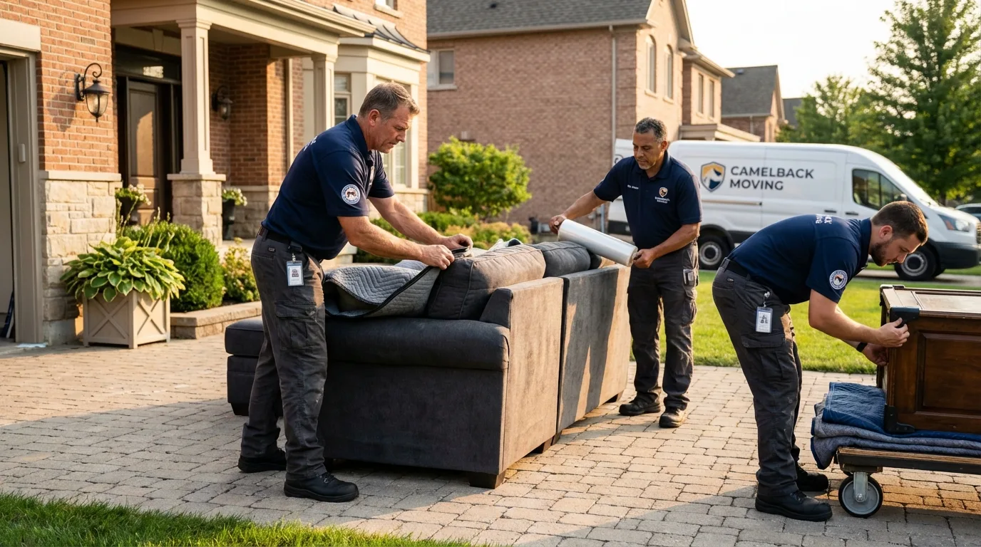 Large estate moving crew wrapping furniture in Mont Vernon, NH