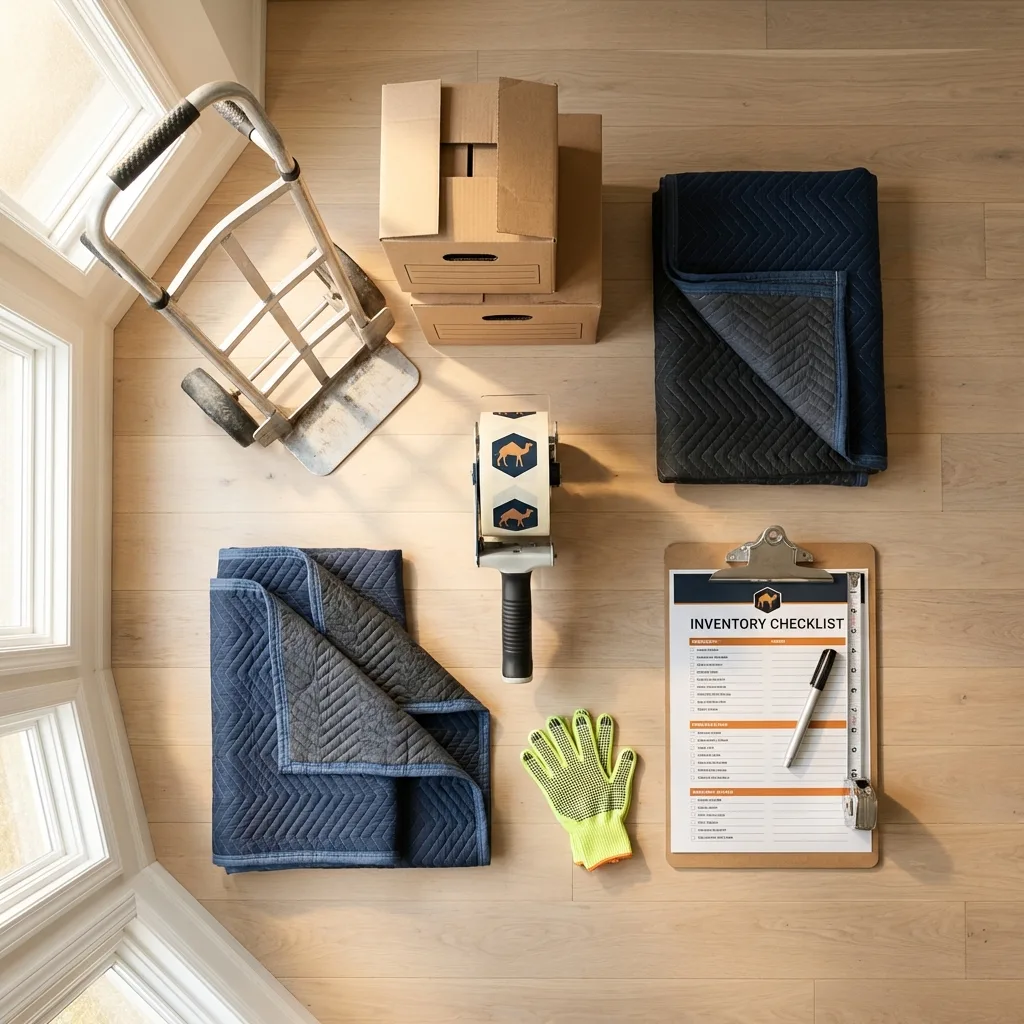 Professional moving supplies and packing materials layout for Mont Vernon residential relocations